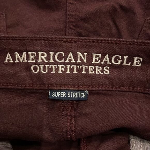 American Eagle Hi-Rise Shortie Size 2 Maroon - Picture 2 of 4